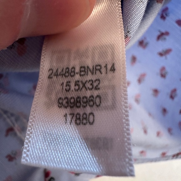 Bonobos Daily Grind Wrinkle Free Dress Shirt M 15.5 32 Sleeve Blue Flower Print - Picture 9 of 9